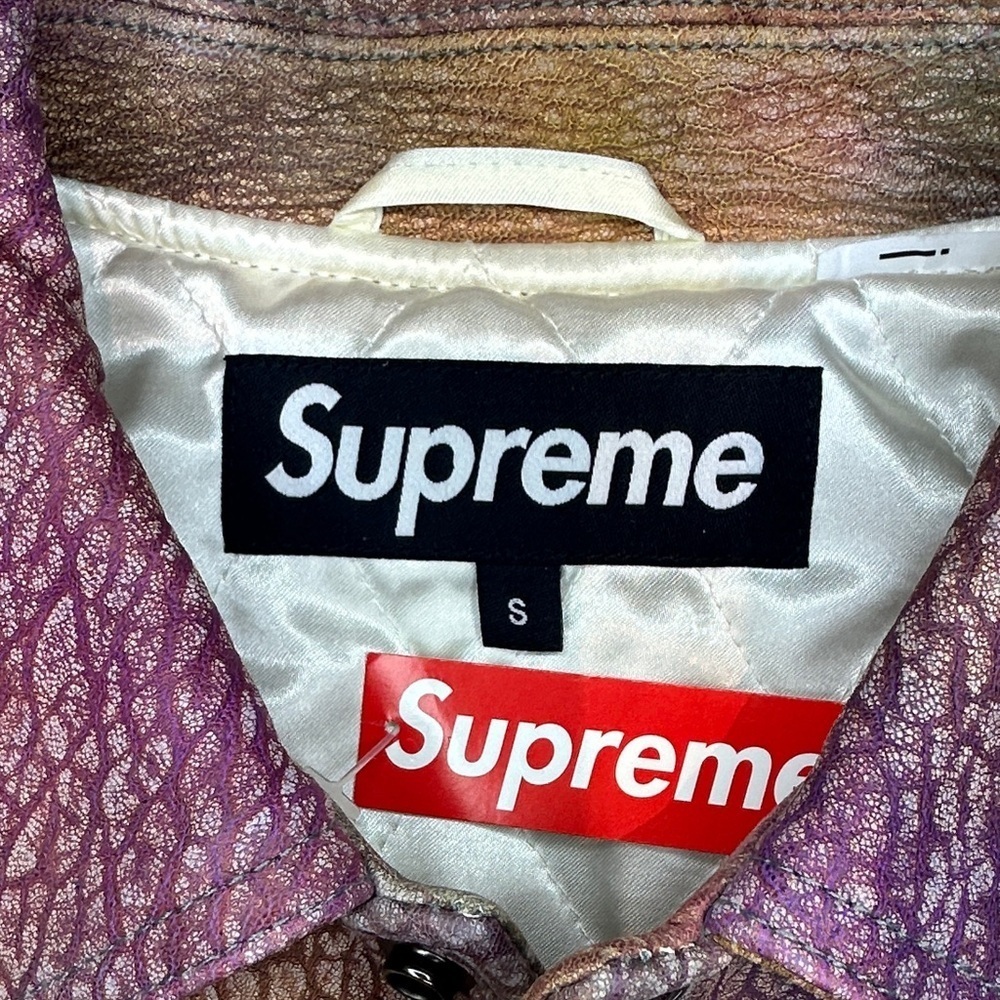 [UNISEX] SUPREME Multicolour Real Lamb Leather Varsity Jacket S | Deadstock - Picture 5 of 12